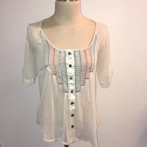 ♟ DayTrip by Buckle Sheer Pastel Button Blouse - S